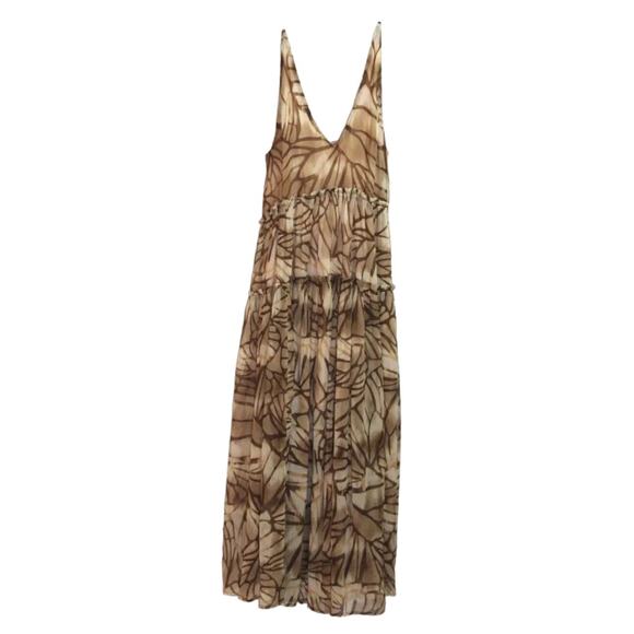 New Free People Julianna Floral Tiered Maxi Dress $168 Small Sable Sand - Picture 7 of 11